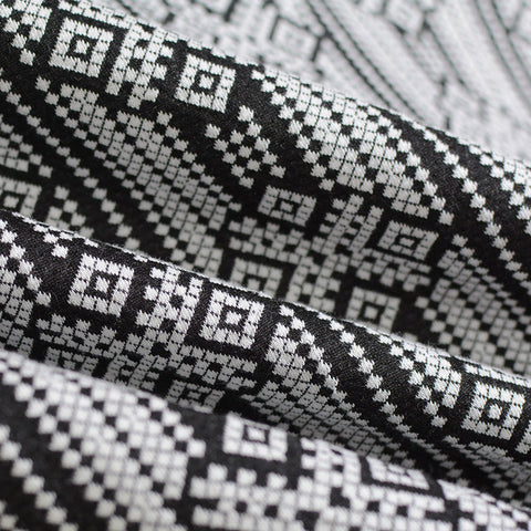 Black Geometric-Diamond Jacquard, Cotton-Poly, 180 gsm