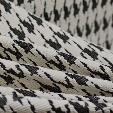 Black Houndstooth Jacquard, Viscose-Poly, 292 gsm