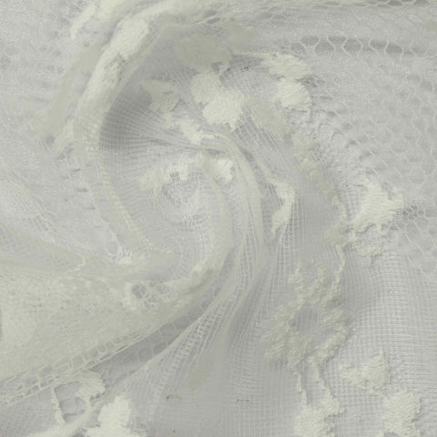 White Floral Lace, Nylon-Cotton, 55 gsm
