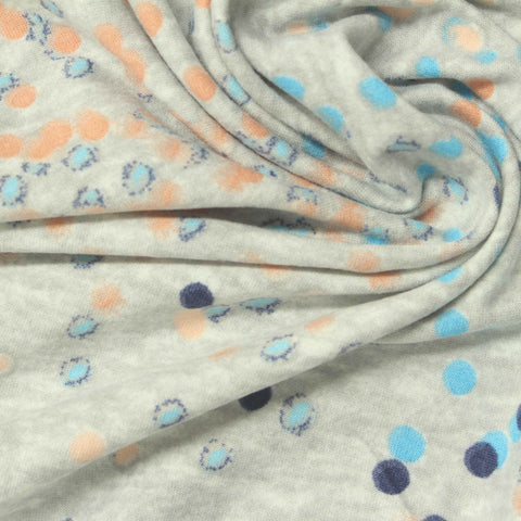 Blue Dots Jersey Knit, Polyester