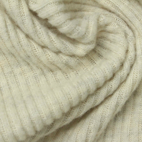 Light Cream Marl Rib Knit, Poly-Viscose