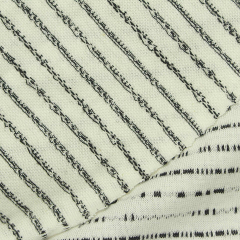 Black Horizontal-Stripe Jacquard, Cotton-Poly, 165 gsm