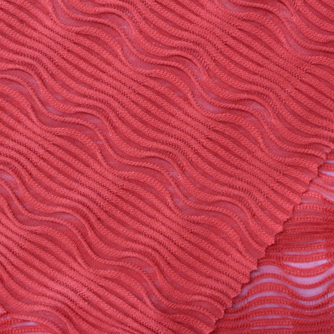 Red Horizontal-Stripe Jacquard, Polyester, 164 gsm