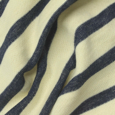 Navy Horizontal-Stripe French Terry, Cotton, 325 gsm