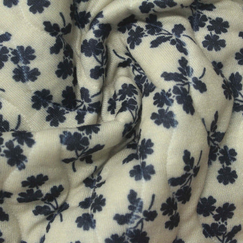 Dark Blue Floral Jacquard, Polyester, 390 gsm