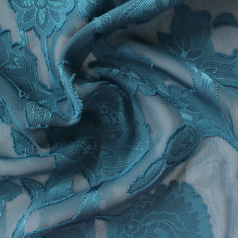 Teal Floral Jacquard, Polyester