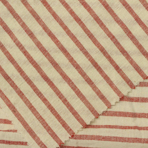 Red Horizontal-Stripe Woven, Poly-Cotton