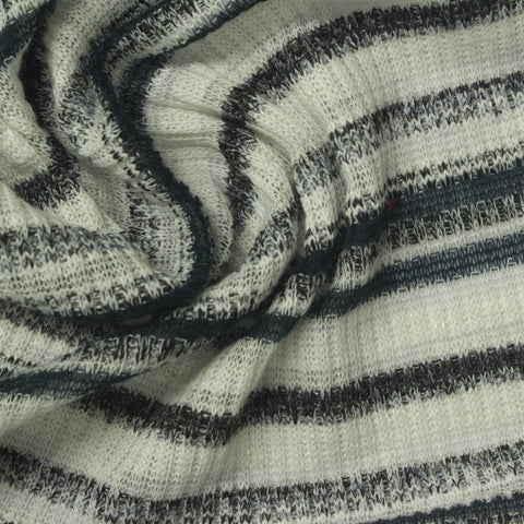 White Horizontal-Stripe Rib Knit, Poly-Viscose, 260 gsm, 150 cm, ref EF-264977