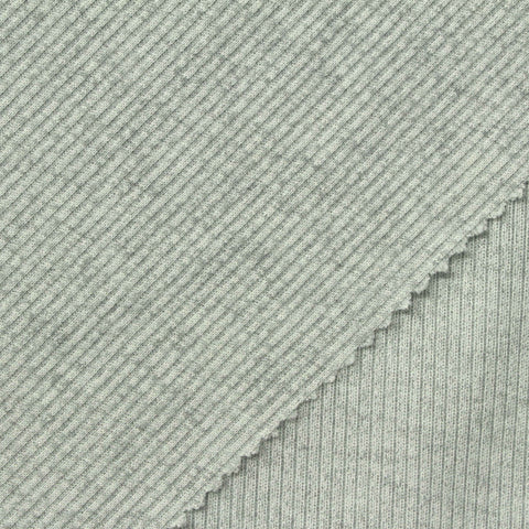 Light Grey Marl Rib Knit, Polyester, 350 gsm