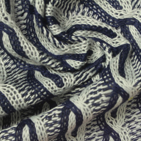 Jacquard 100% Polyester Pointelle Knit Fabric, 370 gsm, 150 cm — Navy