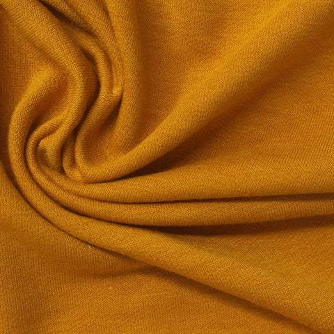 Brushed Polyester Viscose Stretch French Terry Fabric, 190 gsm, 170 cm — Yellow