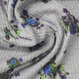 Blue Floral Waffle Knit, Viscose-Poly — photo 2