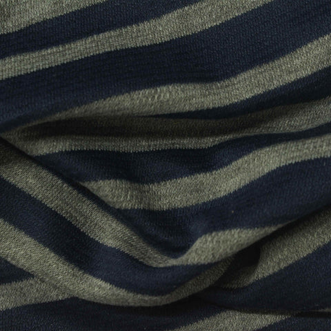 Navy Horizontal-Stripe Knit, Polyester, 265 gsm
