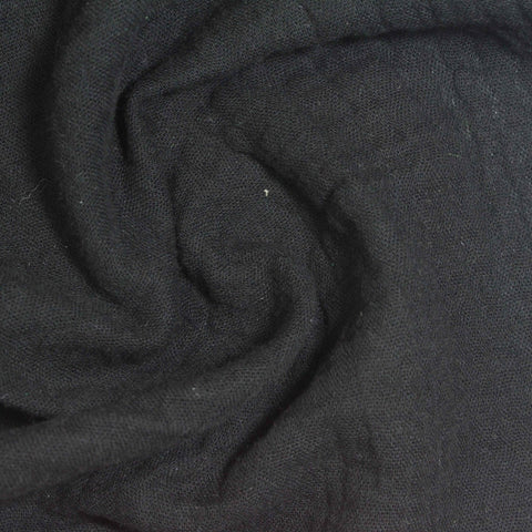 100% Cotton Crepe Fabric, 125 gsm, 180 cm — Black