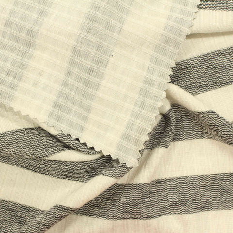 Cream Horizontal-Stripe Rib Knit, Viscose-Poly, 217 gsm