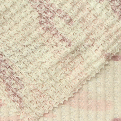 Cream Abstract Waffle Knit, Poly-Viscose