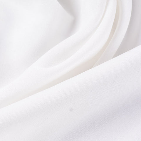 Polyester Stretch Linen-Look Fabric, 130 gsm, 150 cm — White