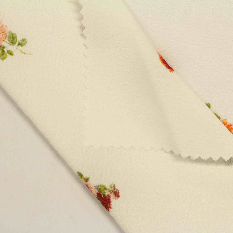 Orange Floral Crepe, Viscose, 125 gsm