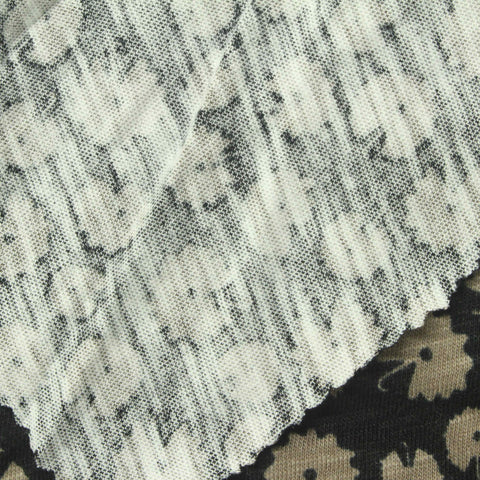 Beige Abstract-Floral Jersey Knit, Cotton-Modal