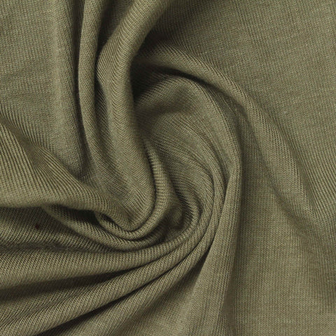 Modal Acrylic Stretch Rib Knit Fabric, 150 gsm, 165 cm — Khaki