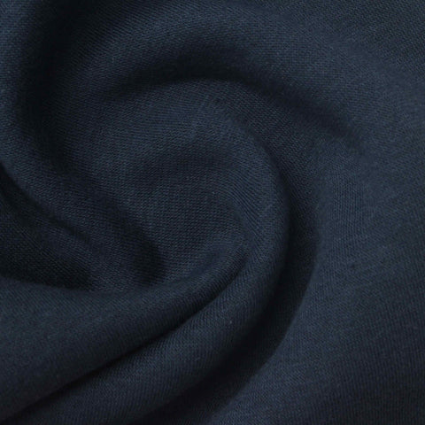Brushed 100% Cotton French Terry Fabric, 300 gsm, 164 cm — Navy