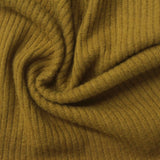 Brushed Polyester Viscose Stretch Rib Knit Fabric, 200 gsm, 165 cm — Khaki — photo 2