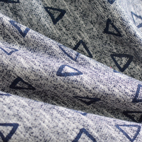 Dark Blue Triangles French Terry, Cotton