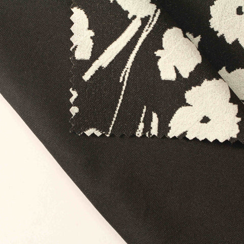 Black Abstract-Floral Jacquard, Polyester
