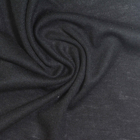 Dark Grey Marl Rib Knit, Poly-Viscose, 110 gsm