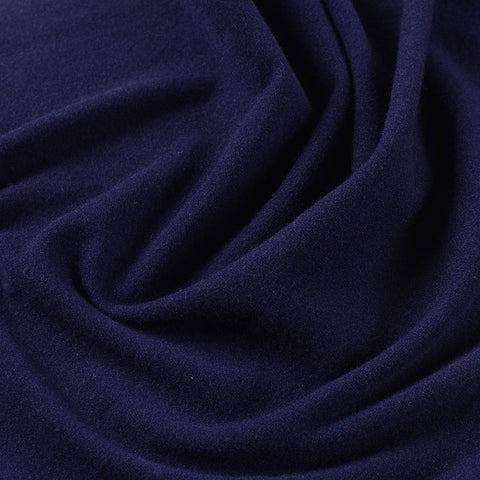 Brushed Polyester Stretch French Terry Fabric, 190 gsm, 165 cm — Navy