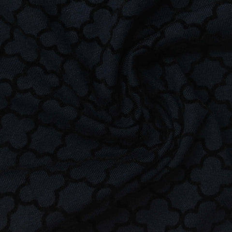 Dark Blue Tone-on-Tone Jersey Knit, Poly-Viscose