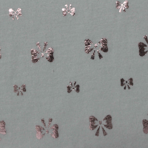 Silver Flowers Jersey Knit, Cotton-Poly