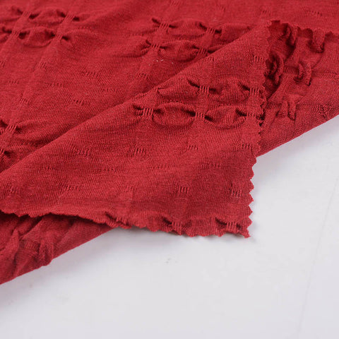 Jacquard Viscose Polyester Knit Fabric, 280 gsm, 157 cm — Red