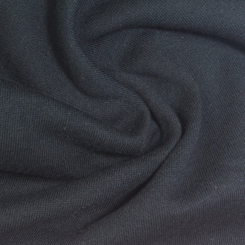 Brushed Cotton Polyester French Terry Fabric, 255 gsm, 174 cm — Navy