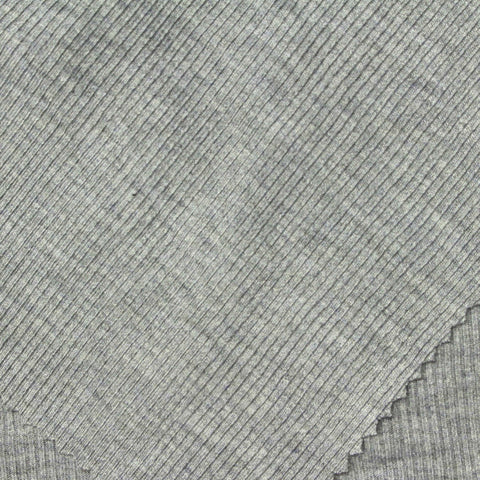 Heather Grey Marl Rib Knit, Viscose, 240 gsm