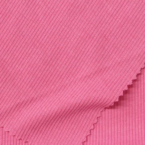 Polyester Viscose Rib Knit Fabric, 210 gsm, 140 cm — Pink