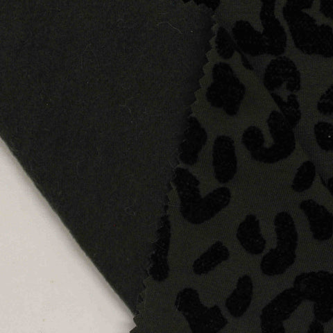 Green Tone-on-Tone Leopard Knit, Cotton-Poly