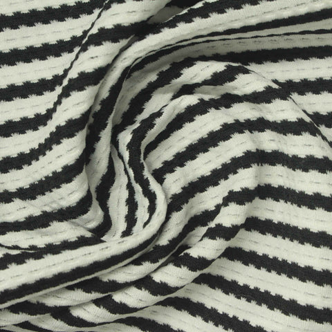 Black Stripes Jersey Knit, Polyester, 280 gsm