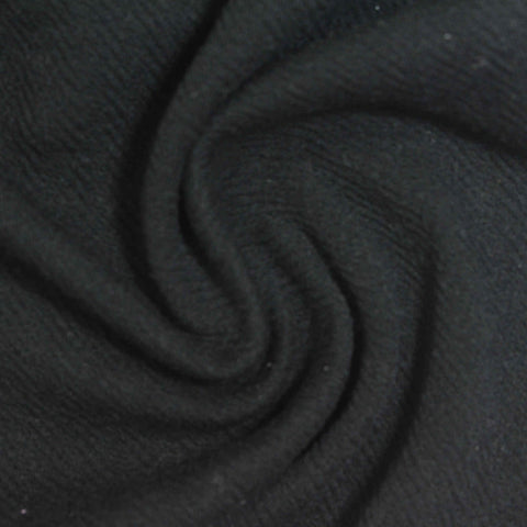 Jacquard Polyester Cotton Stretch Knit Fabric, 340 gsm, 152 cm — Black