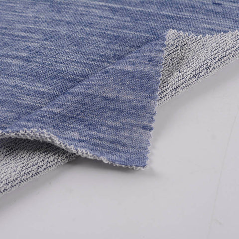 Heathered Blue Marl French Terry, Poly-Cotton, 265 gsm