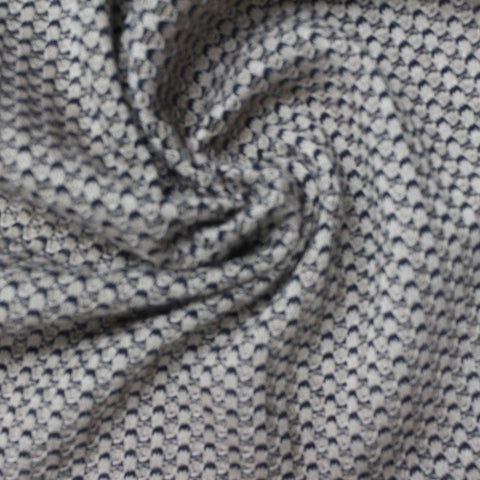 Navy Geometric Waffle Knit, Poly-Viscose
