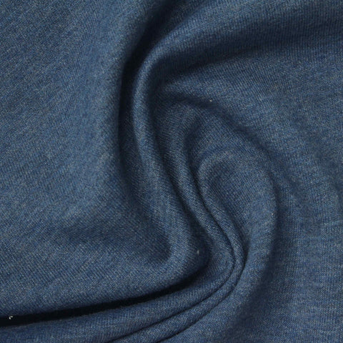Blue Marl French Terry, Poly-Cotton, 150 gsm