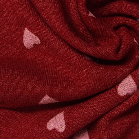 Light Pink Hearts Chunky Knit, Viscose-Poly