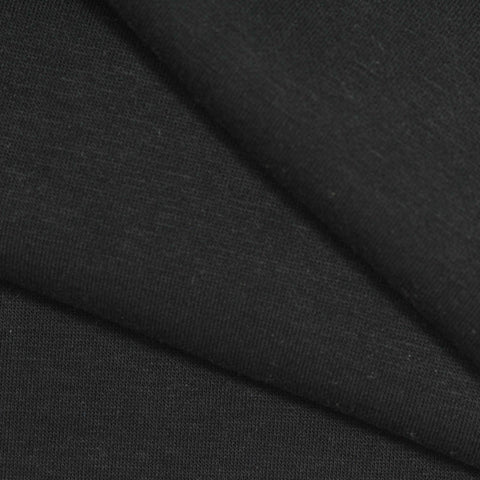 Polyester Cotton Stretch Knit Fabric, 386 gsm, 180 cm — Black