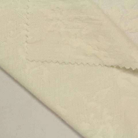 Cream Floral Interlock Knit, Cotton-Poly