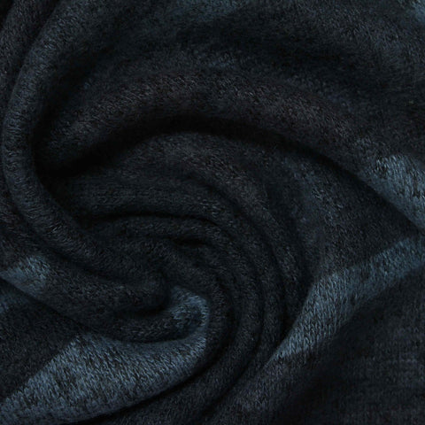 Dark Blue Abstract Jersey Knit, Viscose-Poly
