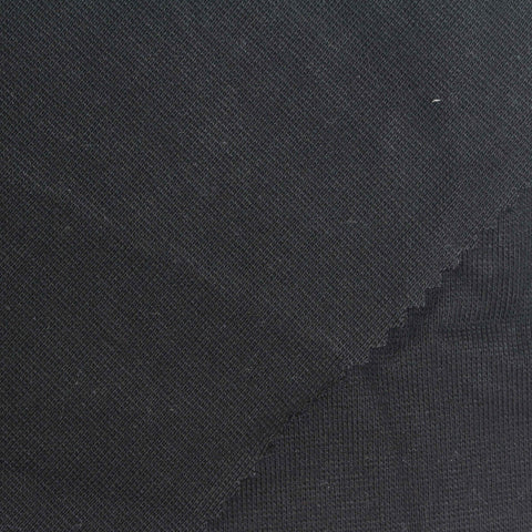 Cotton Stretch Rib Knit Fabric, 380 gsm, 120 cm — Black