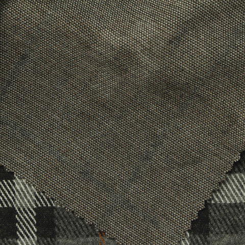 Grey Plaid Interlock Knit, Poly-Viscose, 232 gsm
