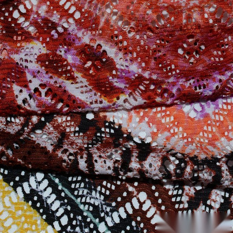 Red Openwork Jersey Knit, Polyester