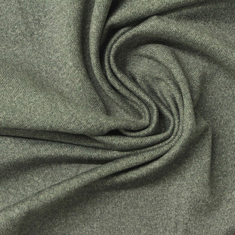 Heathered Green Marl Jersey Knit, Polyester, 250 gsm